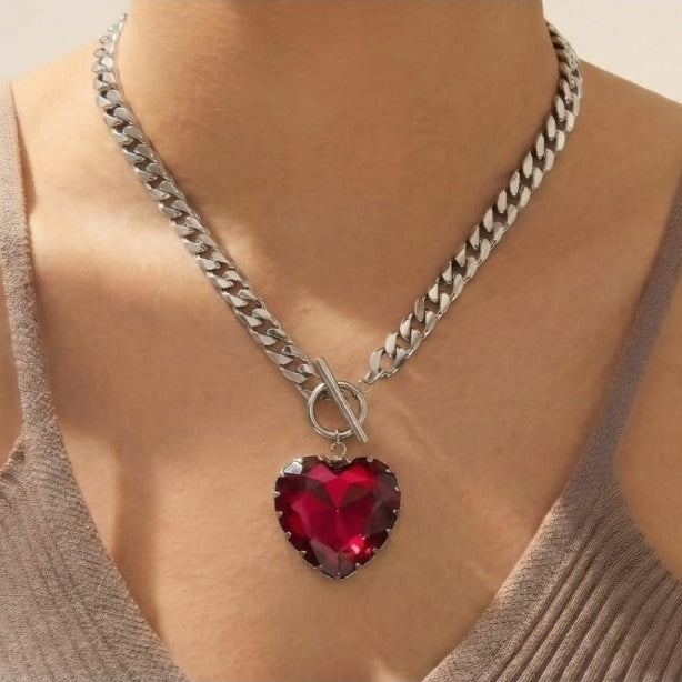 Heart Necklace Garnet